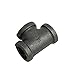 YaeTek Tee, Black, 1/2-Inch Cast Iron Malleable Pipe Fitting Class 150-10 Pack