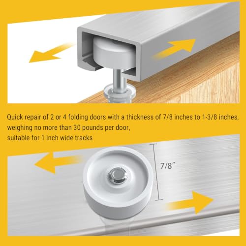Kit de reparación de herrajes para puerta bifold Luocute, con soportes superior e inferior, ruedas guía y pivotes cargados por resorte para puertas plegables de clóset de 7/8 a 1-3/8 pulgadas miniatura 3