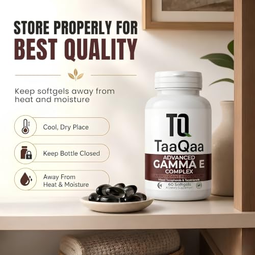 CINCY TaaQaa Advanced Gamma E Complex Vitamin E Supplement – Mixed Tocopherols & Tocotrienols for Antioxidant, Heart & Immune Support for Adults – Halal & GMP, 60 Softgels — view 6