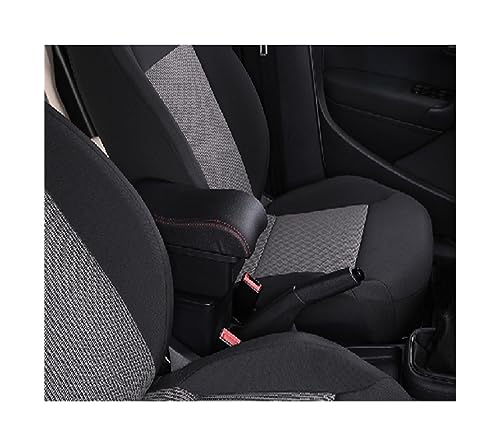 Extensor de reposabrazos para coche Para Peugeot 107 para Citroen C1 Reposabrazos Caja Reposabrazos para Coche USB Dedicado(A2,Black red)