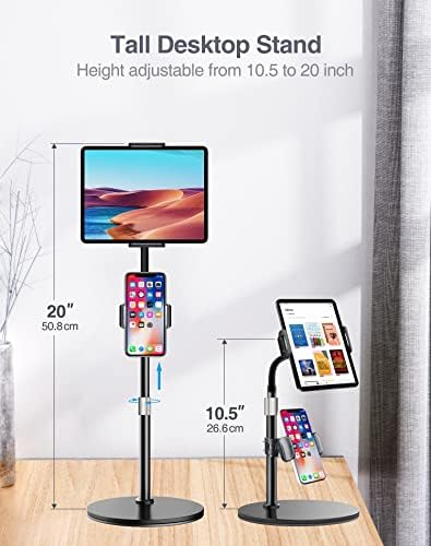 Luxtude iPad Stand Holder for Desk, Height Adjustable Tablet Stand with 2 Holder, Tall iPad Stand with Heavier Base for iPad Pro 9.7 10.5 12.9, iPad Air Mini 2 3 4, Switch and 4-13in Phone & Tablets