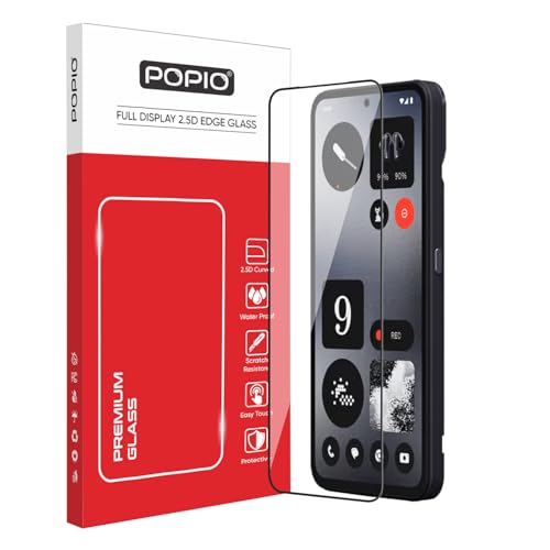 Image of POPIO Military-Grade Gorilla Tempered Glass for Nothing CMF Phone 1 (Black) 9H Hardness, Edge-to-Edge Full Coverage, Anti-Scratch, Bubble-Free, Ultra Clear HD Glass, Oleophobic Coating, Face ID Compatible