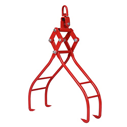 i-POOK 4 Claws Felled Timber Claw Hook, 36\" Timber Log Lifting Logging Tongs Grabber Tong with Ring Lumber Skidding Tongs for Log Lifting, Handling, Dragging & Carrying Tool, Red