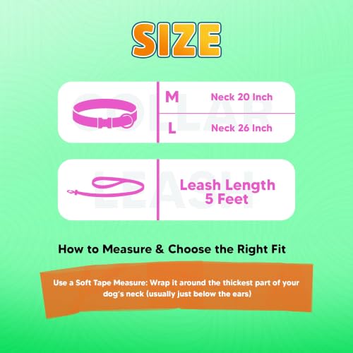 Image of Adil's Biothane Waterproof Dog Collar, Dog Leash & Collar Leash Combo | Heavy Duty TPU Coated Webbing | Adjustable Quick Release Buckle | Odour Resistant (Pink, M-18, Collar & Leash Combo)