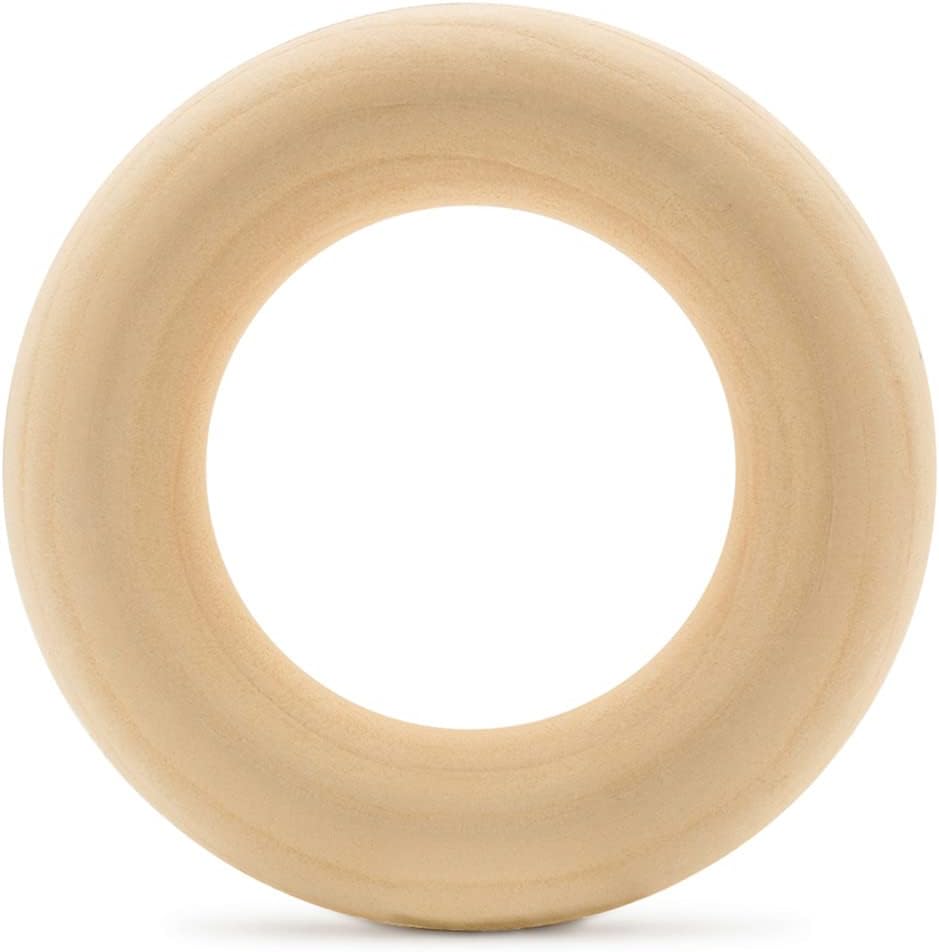 Wood Rings for Crafts 1-3/4 Inch, Pack of 50 Unfinished Wooden Rings for Macrame and Jewelry-Making, by Woodpeckers