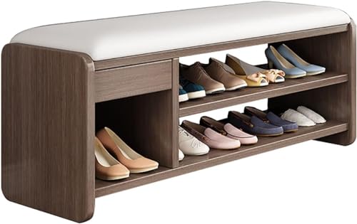 Banc à chaussures d'entrée et étagère de rangement basse de 100 cm de long - 2