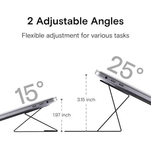 Image of MOFT Laptop Stand for Desk, Adhesive MacBook Computer Stand with 2 Adjustable Viewing Angles, Foldable and Portable Laptop Riser Compatible with 11 inch-16 inch Laptops, Blue(Adhesive Version)