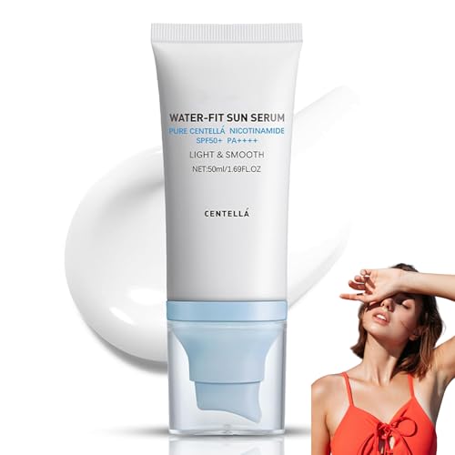 Madagascar Centella Sunscreen, Fit Sun Serum-Cica Wather, Lightweight Spf 50+ Pa++++, Hydrating & Soothing Korean Sunscreen-50ml (Blue*50ml)