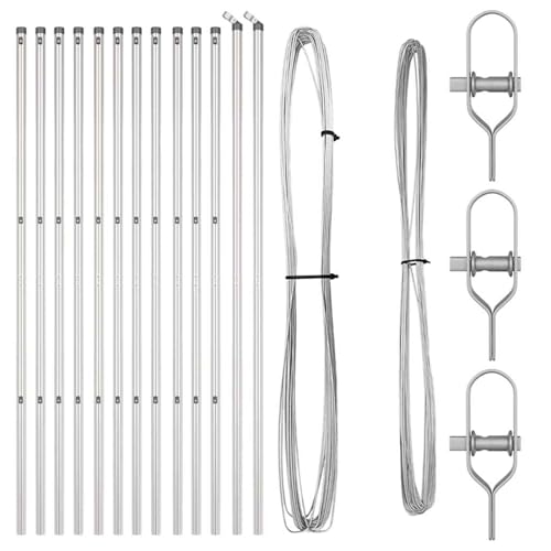 Homgoday Zaunpfosten Set Set von 26 Silber Verzinkter Stahl Zaun Hauszaun Model42004229