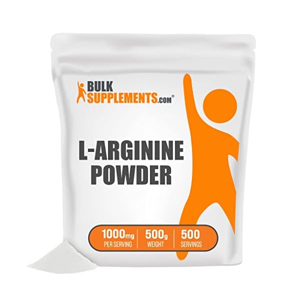 BULKSUPPLEMENTS.COM L-Arginine Powder - L-Arginine Base, Arginine 1000mg, Arginine Supplement - Nitric Oxide Powder, Nitrous Oxide Supplement - Gluten Free, 1000mg per Serving, 500g (1.1 lbs)