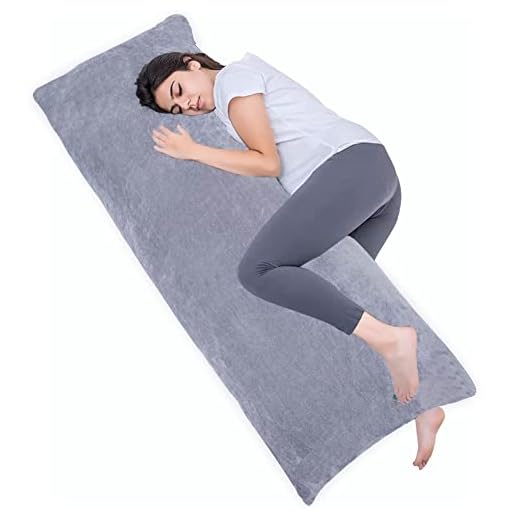 1 MIDDLE ONE Full Body Pillow for Adults, Long Pillow for Sleeping, Big Pillows for Bed, Firm Large Pillow with Velvet Cover, 20x54 Inches (Dark Grey)