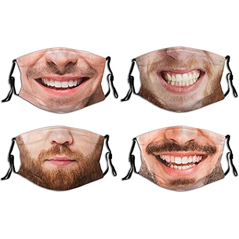 4pcs Funny Beard Fashion Face Mask With Filter Pocket Washable Face Bandanas Balaclava Reusable Fabric Mask For Men Women - white - 1 pcs Cover