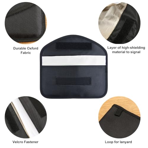 Helweet Faraday Tasche, Anti Tracking Handyhülle, Strahlenschutz Tasche, Signalblockierungsfunktion, RFID Schutz, für Handy bis 6.5 Zoll, Autoschlüssel und Schlüsselanhänger, 10 CM x 19 CM