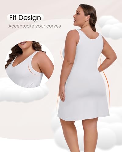 Image of Women's Plus Size Full Slip for Under Dresses V Neck Cami Dress Long Nightgown