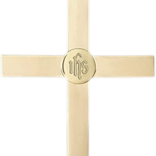 Miniatura 3 de Cruz de altar de 24 pulgadas, base cuadrada, hecha de latón macizo