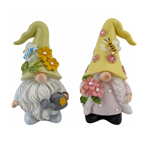 LinHiver Cute 2 PCS Gnomes Statues Decor, Resin Figurines and