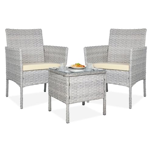 YOEVU - Set de Jardín de Ratán 3 Piezas | 2 Sillas...