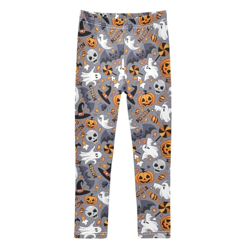 Girls Leggings Soft Toddler Ankle Length Bottoms Halloween Spooky Bat Candy Kids Dance Yoga Pants 4-10 Years