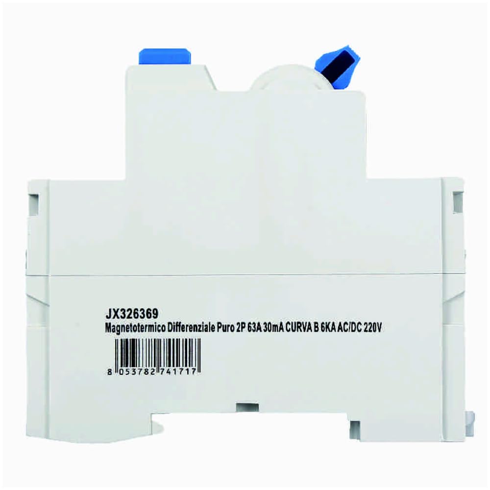 Interruttore magnetotermico differenziale puro 2P, 2 moduli, 230V AC/DC, 63A, 30mA, 6KA, curva B - Ettroit JX326369