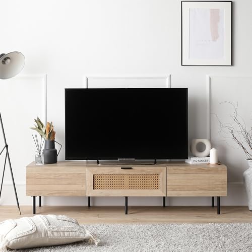 RASIK テレビ台 55型対応 150cm幅 ローボード ラタン調 ナチュラル ラック...