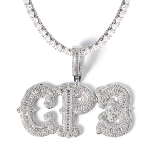 Lulu Mel Iced Out Baguette Diamond Gold Plated Name Necklace Personalized For Men Women, Hip Hop Jewelry Custom Name Plate Necklaces Baguette With Tennis Chain