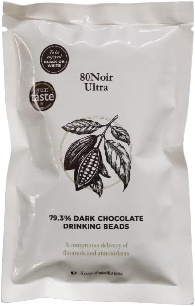 80Noir UltraDark Chocolate Beads| Award Winning Smooth Chocolate | Vegan Friendly & 100% Sustainable | Palm Oil Free & Animal Friendly | Premium Hot Chocolate |100g