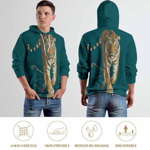 Sweat a capuche homme tigre pull col rond imprime numerique 3d - 6