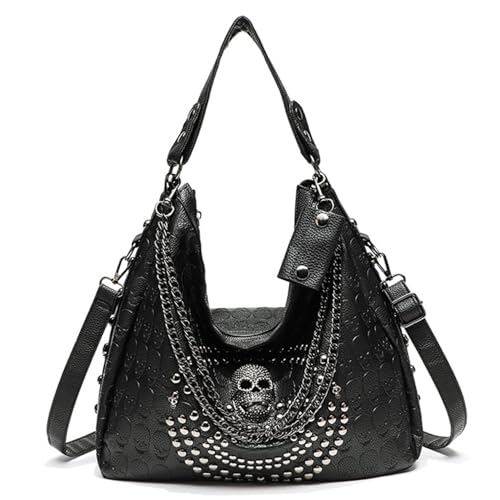 Sac tête de mort en cuir lavé doux 14x6x13 cm à bandoulière réglable