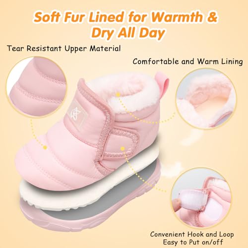QFH Baby Winter Warm Shoes Pink Size 6-12 Months and Black High Top Boots Size 44