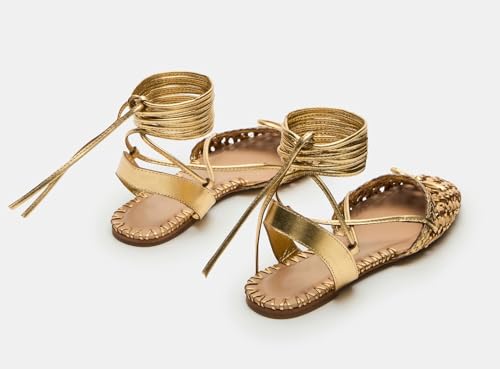 Woven Ballet Flats for Women Lace Up Closed Square Toe Summer Flats Shoes4