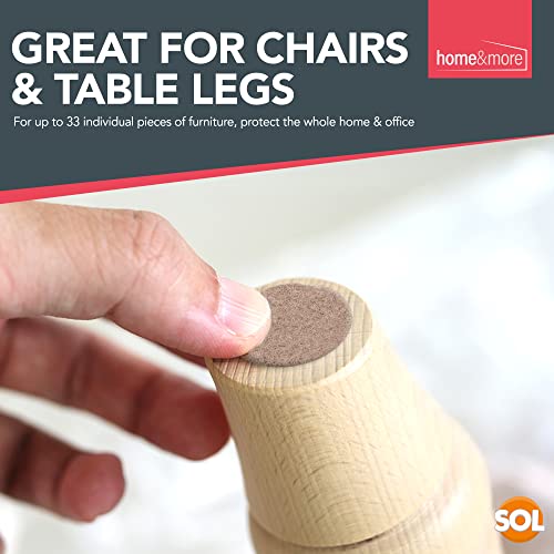 SOL 132pk Felt Pads for Furniture Feet Round 10 to 25mm Sizes Suitable for Chair Table Sofa Legs Self Adhesive Floor Protectors for Hardwood Laminate Tile and Vinyl Surfaces