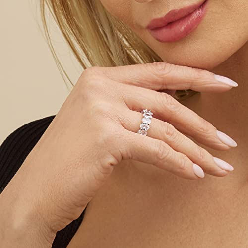 Barzel 18k White Gold/Rose Gold & Gold Plated Eternity Oval Cut Cubic Zirconia Eternity Ring Band2