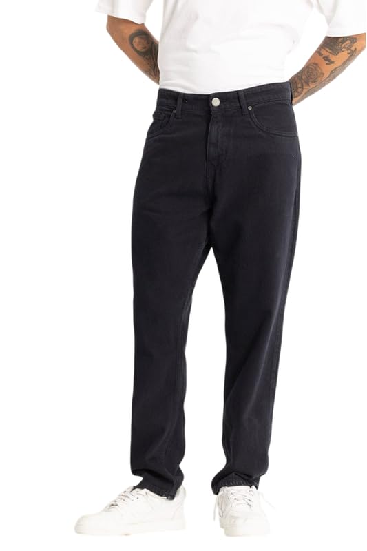 Image of Men Mom Fit High Waist Denim Jeans | Relaxed Fit Straight Leg Casual Denim Pants | Stylish Street Style & Office Wear