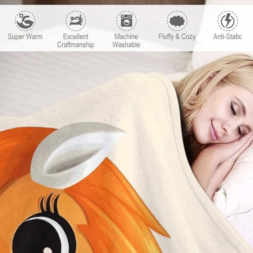 Couverture poney orange douillette pour vos soirées cocooning sur le canapé