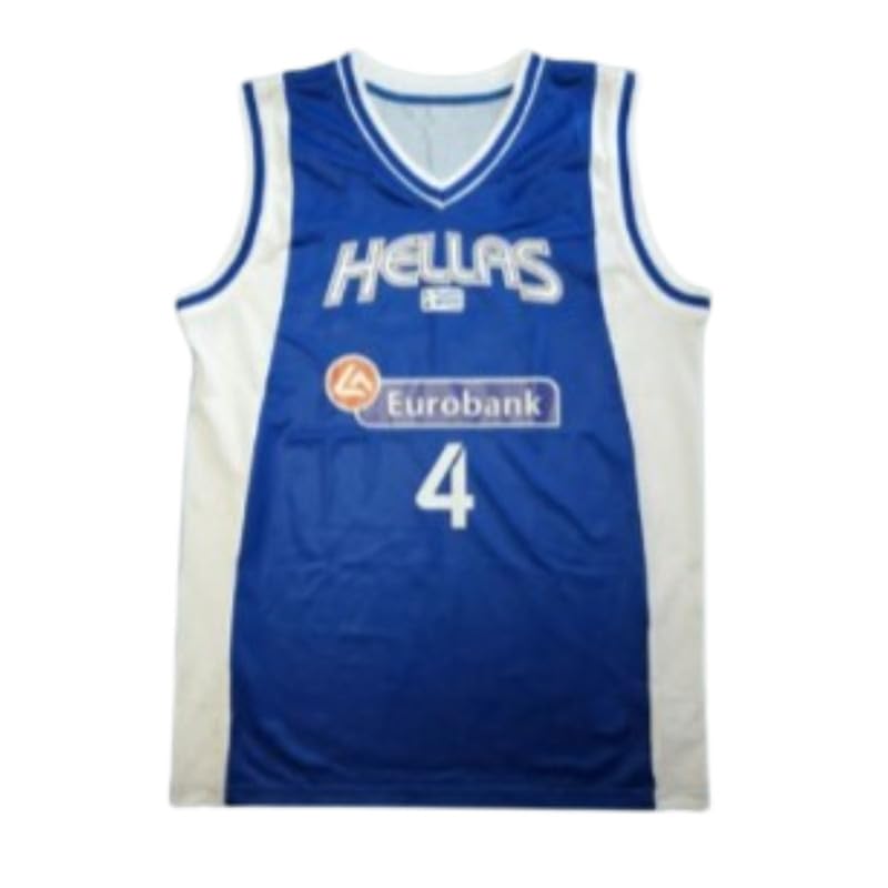 Theodoros Papaloukas 4 Greece Blue Basketball Jersey sewn