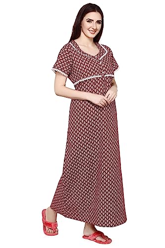 Image of Evolove Women's Cotton Long Maxi Maternity Feeding Night Gown with Pockets, Super Soft Comfortable (LNG-Feeding)