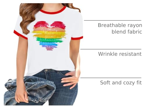 Image of Ithalt Kids Pride Shirts for Girls Boys LGBTQ Tshirt Rainbow Graphic Tee Shirt Litter Girls LGBT Gay Pride Tops 5-14y
