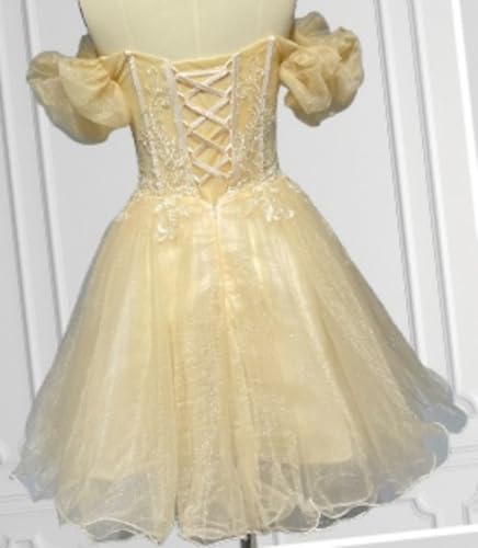 Princess Off Shoulder Short Homecoming Dress Lace Tulle Beads Sweetheart Party Dress - Image 4