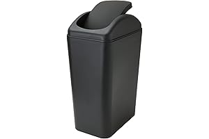3-Gallon 12-Liter Small Lidded Black Plastic Garbage Bin