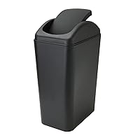 Vista 1 de Small Lidded Trash Can, 12 Liter/3 Gallon Black Plastic Garbage Bin with Lid for Office, Bedroom, Bathroom