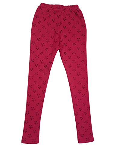 Image of IndiWeaves Girls Combo Pack of Warm Wollen Printed and Solid Leggings for Winters (White,Magenta,5-6 Years) Pack of 2