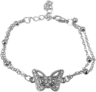 Stainless Steel Bracelet with Butterfly Pendent for Women - Silver