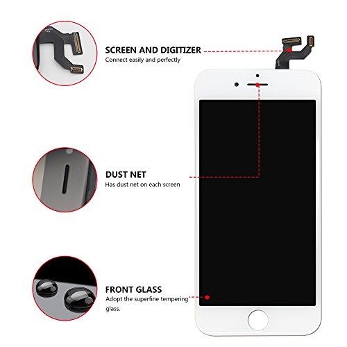 for iPhone 6S Screen Replacement White 4.7 Inch, LCD Display with 3D Touch Screen Digitizer Assembly Include Full Set Repair Tools