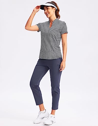 Obla Women's Golf Polo Shirt V-Neck Short Sleeve Collarless Quick Dry Tennis Running T Shirt Golf Tops for Women