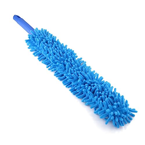 BIUDECO 2 piezas Plumero Microfibra Flexible y Ajustable Cepillo Limpieza Polvo para Hogar y Coche Chenilla Suave y Reutilizable Quitapolvo Electroestático Azul