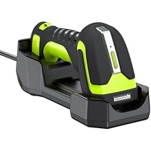 Symcode Wireless Charging Barcode Scanner, 1D/2D/DPM Symbologies, Global Shutter Scan Sensor, Long-Distance 433MHz Wireless & Bluetooth, Industrial Shock and Dust-Proof Barcode Reader, Green