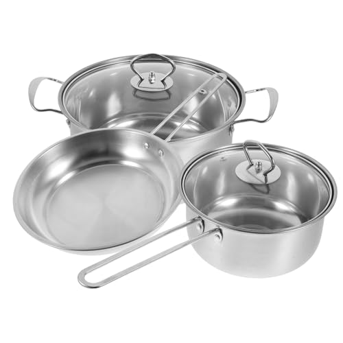 KOCKSHION Ollas de Acero Inoxidable con Cacerola Leche y Sartén Grueso para Cocción Uniforme Asas Ergonómicas para Cocina Diaria y Uso Inducción