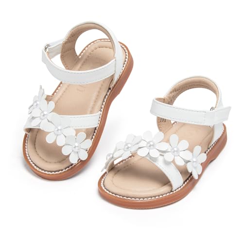 Image of Kolan Toddler Girl Sandals Open Toe Flat Princess Dress Shoes Little Kids