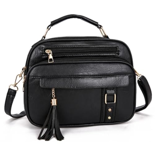 Bolsa Feminina Com Alça Lateral Transversal Faixa de Mão De Couro(Preto)