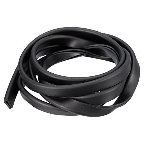 uxcell U Channel Edge Trim, 4.9ft Length Rubber Guard Seal Strip Edge Protector Fit for 1.5-2mm Edge, (13/64" W x 7/16" H) Black